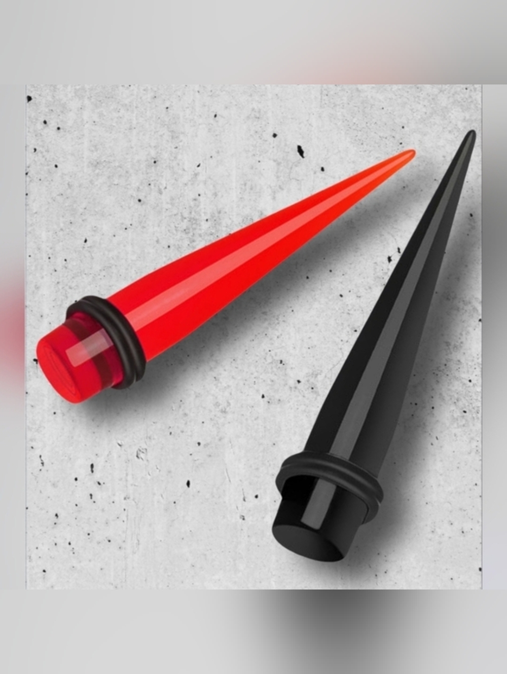 ⭐ NWT Punk Goth Red & Black 6G Acrylic Tapers Gauged Ears Unisex